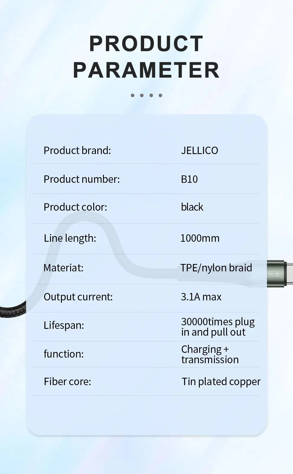 Jellico B10 Lightning to USB Cable