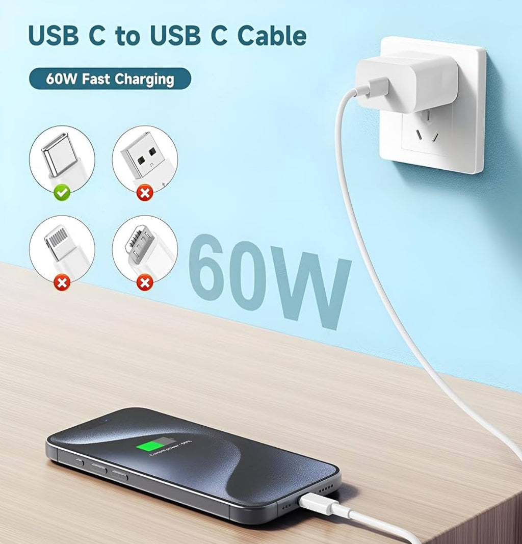 Type C to Type C Cable 60W - 3m / 10ft